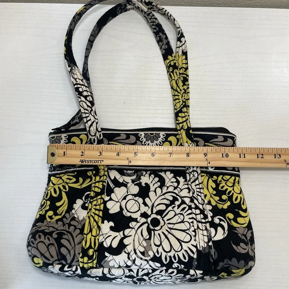RETIRED Baroque‎ Vera Bradley Three-O Tote Bag Black, White, Yellow Floral